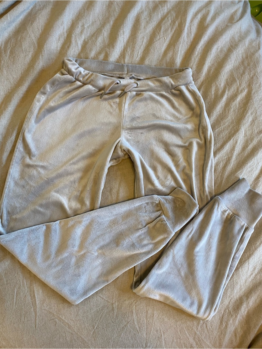Divided Light Gray Velour Joggers with Drawstring